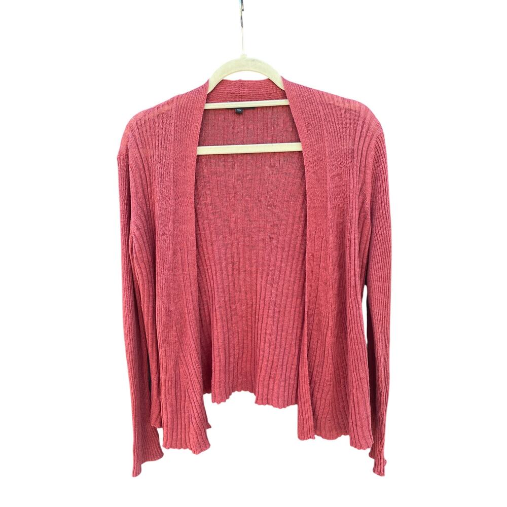 Eileen Fisher Cardigan Sweater Linen Open Front Size S Lightweight Long Sleeve